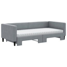 vidaXL Slaapbank onderschuifbed en matrassen 90x190 cm stof lichtgrijs