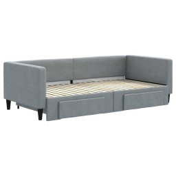 vidaXL Slaapbank met onderschuifbed en lades 90x190 cm stof lichtgrijs