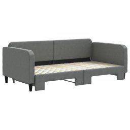 vidaXL Slaapbank met onderschuifbed 100x200 cm stof donkergrijs