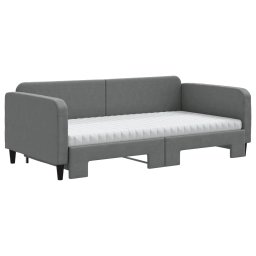 vidaXL Slaapbank onderschuifbed matrassen 100x200 cm stof donkergroen