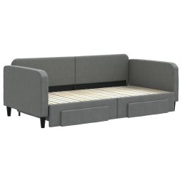 vidaXL Slaapbank onderschuifbed en lades 100x200 cm stof donkergrijs