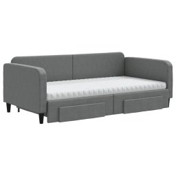 vidaXL Slaapbank onderschuifbed en lades 100x200 cm stof donkergrijs
