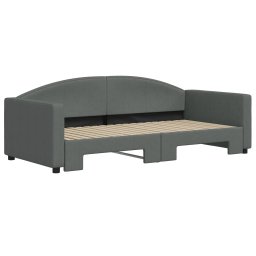 vidaXL Slaapbank met onderschuifbed 90x190 cm stof donkergrijs