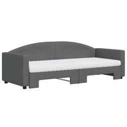 vidaXL Slaapbank onderschuifbed matrassen 80x200 cm stof donkergrijs