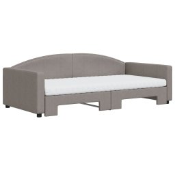 vidaXL Slaapbank met onderschuifbed en matrassen 100x200 cm stof taupe