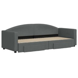vidaXL Slaapbank onderschuifbed en lades 80x200 cm stof donkergrijs