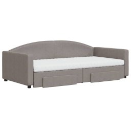 vidaXL Slaapbank met onderschuifbed en lades 100x200 cm stof taupe