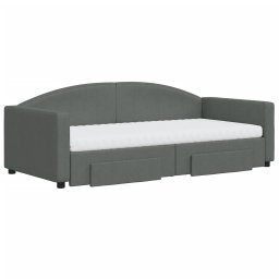 vidaXL Slaapbank onderschuifbed en lades 90x190 cm stof donkergrijs