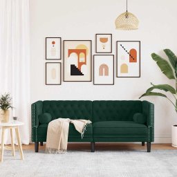 vidaXL Tweezitsbank Chesterfield-stijl en bolsters fluweel donkergroen