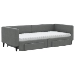 vidaXL Slaapbank onderschuifbed en lades 90x190 cm stof donkergrijs