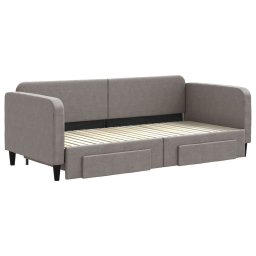 vidaXL Slaapbank met onderschuifbed en lades 90x200 cm stof taupe