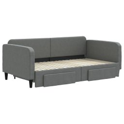 vidaXL Slaapbank onderschuifbed en lades 90x190 cm stof donkergrijs