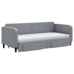 vidaXL Slaapbank met onderschuifbed en lades 80x200 cm stof lichtgrijs