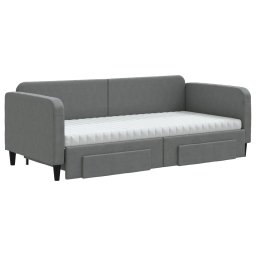 vidaXL Slaapbank onderschuifbed en lades 90x190 cm stof donkergrijs
