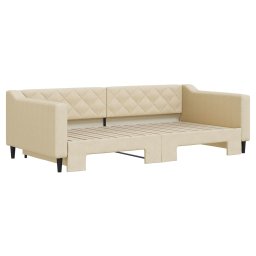 vidaXL Slaapbank met onderschuifbed 100x200 cm stof crèmekleurig
