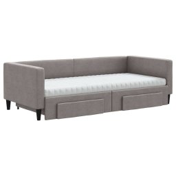 vidaXL Slaapbank met onderschuifbed en lades 90x200 cm stof taupe