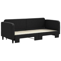 vidaXL Slaapbank met onderschuifbed 80x200 cm stof zwart