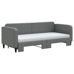 vidaXL Slaapbank onderschuifbed matrassen 80x200 cm stof donkergrijs