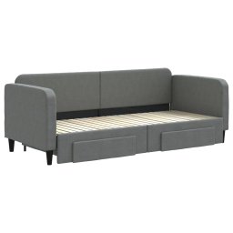 vidaXL Slaapbank onderschuifbed en lades 80x200 cm stof donkergrijs