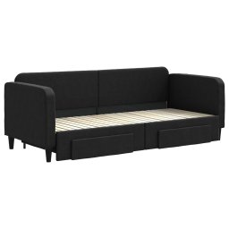 vidaXL Slaapbank met onderschuifbed en lades 80x200 cm stof zwart