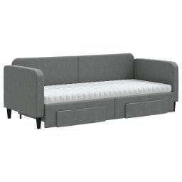 vidaXL Slaapbank onderschuifbed en lades 80x200 cm stof donkergrijs