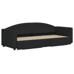 vidaXL Slaapbank met onderschuifbed en lades 80x200 cm stof zwart