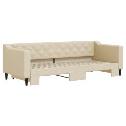 vidaXL Slaapbank met onderschuifbed 80x200 cm stof crèmekleurig