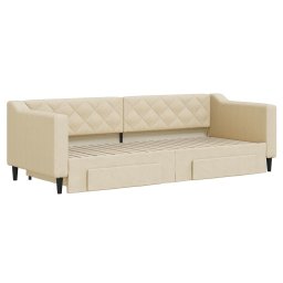 vidaXL Slaapbank met onderschuifbed en lades 80x200 cm stof crèmekleur