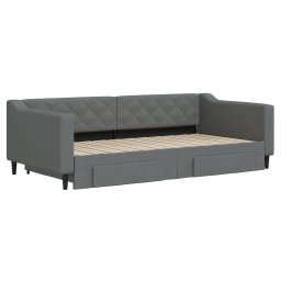 vidaXL Slaapbank onderschuifbed en lades 100x200 cm stof donkergrijs
