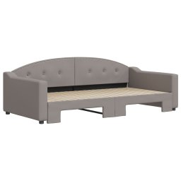 vidaXL Slaapbank met onderschuifbed 100x200 cm stof taupe