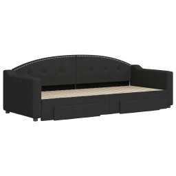 vidaXL Slaapbank met onderschuifbed en lades 80x200 cm stof zwart