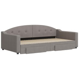 vidaXL Slaapbank met onderschuifbed en lades 100x200 cm stof taupe