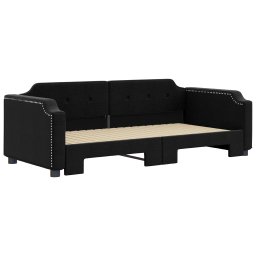 vidaXL Slaapbank met onderschuifbed 90x190 cm stof zwart