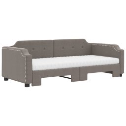 vidaXL Slaapbank met onderschuifbed en matrassen 100x200 cm stof taupe