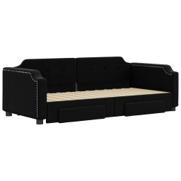 vidaXL Slaapbank met onderschuifbed en lades 80x200 cm stof zwart