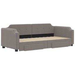 vidaXL Slaapbank met onderschuifbed en lades 100x200 cm stof taupe