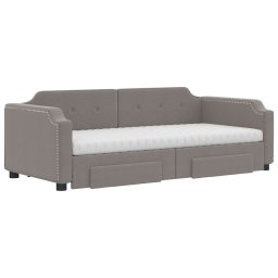 vidaXL Slaapbank met onderschuifbed en lades 100x200 cm stof taupe