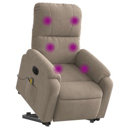 vidaXL Sta-op-massagestoel elektrisch verstelbaar microvezelstof taupe