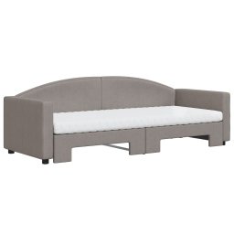 vidaXL Slaapbank met onderschuifbed en matrassen 80x200 cm stof taupe