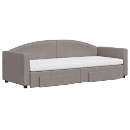 vidaXL Slaapbank met onderschuifbed en lades 80x200 cm stof taupe