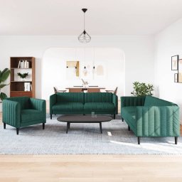 vidaXL 3-delige Loungeset stof donkergroen