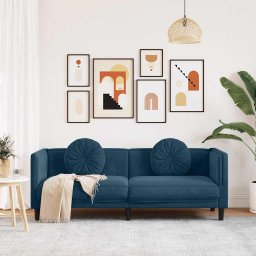 vidaXL Bank met kussens 3-zits fluweel blauw