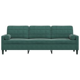vidaXL 3-zitsbank met sierkussens 210 cm fluweel donkergroen