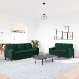 vidaXL 2-delige Loungeset met kussens en bolsters fluweel donkergroen