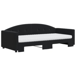 vidaXL Slaapbank onderschuifbed en matrassen 90x190 cm fluweel zwart