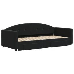 vidaXL Slaapbank met onderschuifbed en lades 90x190 cm fluweel zwart