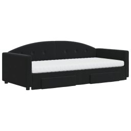 vidaXL Slaapbank met onderschuifbed en lades 90x190 cm fluweel zwart