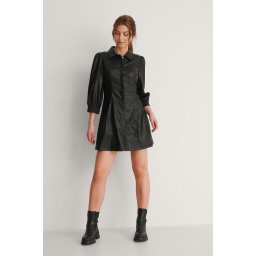 na-kd - Maat EU 34 - PU mini-jurk met pofmouwen