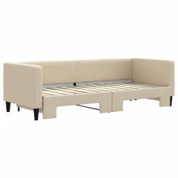 vidaXL Slaapbank met onderschuifbed 80x200 cm stof crèmekleurig