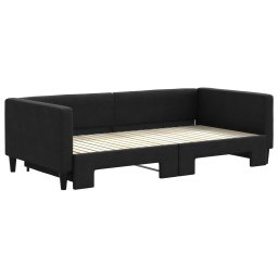 vidaXL Slaapbank met onderschuifbed 100x200 cm stof zwart